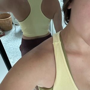 Yellow crop top sports top. No pads. Medium